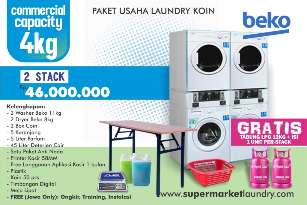 PAKET USAHA LAUNDRY KOIN BEKO 2 STACK