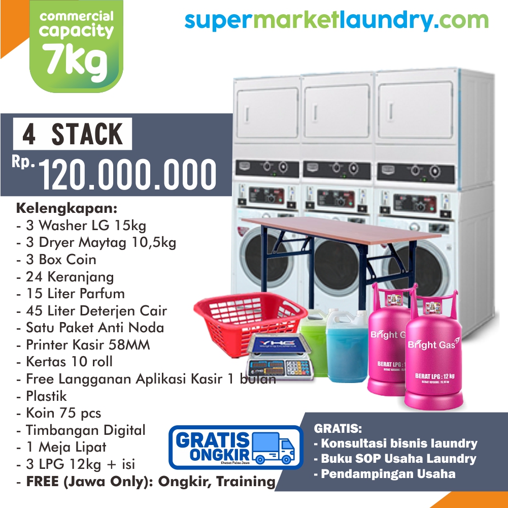 PAKET USAHA LAUNDRY KOIN LG MAYTAG 3 STACK